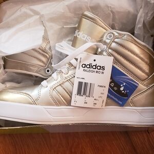 Adidas Metallic Gold High-Top Sneakers